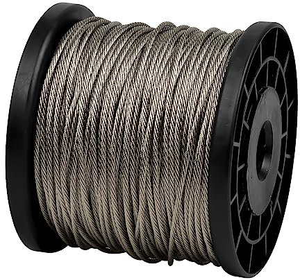 1 Rolle Drahtseil, 60M Edelstahl Drahtspule, 2mm Stahlseil Rostfreier Stahl Drahtkabel, Bilderrahmen Draht Seil, Edelstahlseil für Aufhängen Bilderrahmen, Kabelgeländer, Kann bis zu 380 Pfund halten