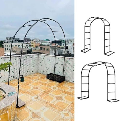 WCQSYY Arco Da Giardino in Metallo,Arco Per Rose Per Piante Rampicanti,Resistente Padiglione Da Giardino,Traliccio,Pergolati Alle Intemperie E Autoportante,Con Base,Facile Da Montare,Verde,W3.5M*H2.2M