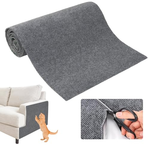 Amexo Tapis À Gratter Autocollant pour Chat, 40x200 Cm Tapis Griffoir pour Chat Climbing Cat Scratcher, DIY Climbing Cat Scratcher, Griffoir Mur À Griffer pour Protéger Les Tapis Le Canapé (Gris)
