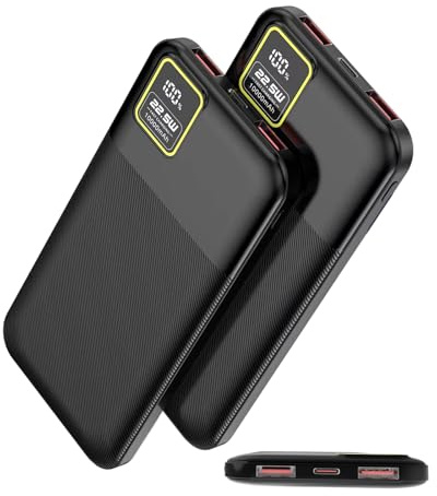 HOSHOM Power Bank,2-Pack10000mAh 5V 3A Fast Charging Portable Charger 22.5W PD QC3.0 USB-C Battery Pack for iPhone,Slim External Charger for Heated Vest & Travel Camping, Hiking,Holiday & Business