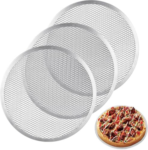 Abaigeal Lot de 3 plaques à pizza rondes en aluminium de 33 cm - Grille anti-adhésive pour four - Pour la maison et la cuisine