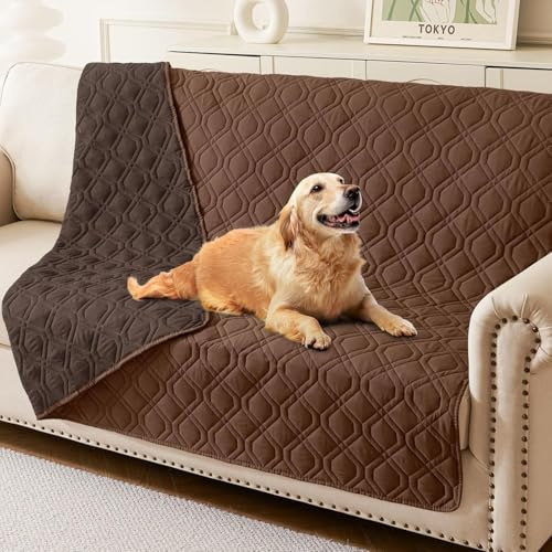 Homaxy Vattentät hundfilt, hundfilt, tvättbar utomhus, vändbar filt, mjuk filt för katter, för soffa, säng, resor, (205 x 130 cm, brun och choklad)