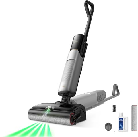 Mova Aspirapolvere X4 Pro Wet Dry 20000Pa, aspirapolvere senza fili con zero grovigli, pulizia ad acqua calda per pasticci appiccicosi, asciugatura automatica ad aria calda a 90 °C, 180 ° Lie Flat