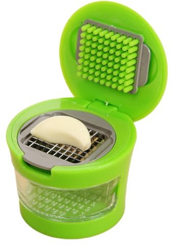 Rostfritt stål vitlökssvarg vitlökstrimlare 7 x 6,5 cm vitlökshackare vitlöksskärare vitlökspress strimlare för att krossa vitlök för resor, camping, och bostad