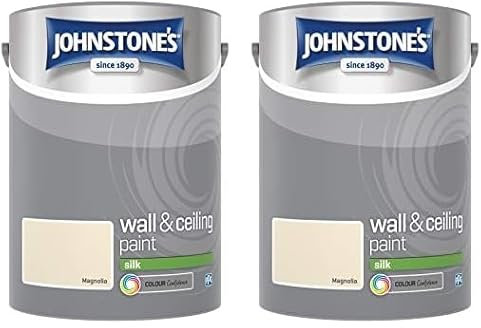 Johnstone's - Wall & Ceiling Paint - Magnolia - Silk Finish - Emulsion Paint - Fantastic Coverage - Easy to Apply - Dry in 1-2 Hours - 12m2 Coverage per Litre - 5L (Pack of 2)