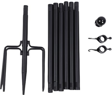 Vikye Kit de la Bandera de la Bandera de 10 Pies, Kit de Asta de la Bandera Al Aire Libre de Acero Inoxidable, Ajustable en Poste Molido con Base de 5 Puntas, Anillos sin Enredos