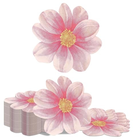 Kotkiddy 40 Serviette da Cocktail a Forma di Fiore Rosa Monouso Serviette di Carta Floreali per Matrimonio Feste per Bambini Compleanni Feste Estive Decorazioni per Tavol