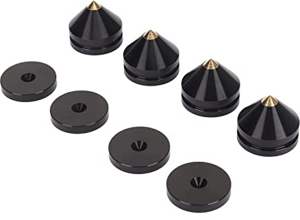 Aumotop Högtalarisolering Fotkuddar Överlägsen Vibrationskontroll i Aluminiumlegering för Subwooferförstärkare, Paket med 4 - Lämplig för Högtalare, Förstärkare, Skivspelare (Svart)