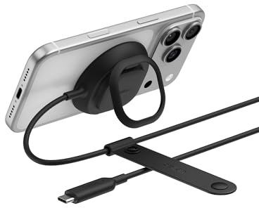 Belkin UltraCharge Chargeur Magnétique Qi2 25 W, Chargeur sans Fil Rapide, MagSafe avec Technologie De Refroidissement Passive, Support pour L'iPhone 17 (Tous Modèles), Pixelsnap, AirPods Pro - Noir