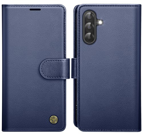 AIMOYU for Samsung Galaxy A17 5G Case, Flip Wallet Leather Phone Case with [4 Card Slots] [Kickstand] [RFID Blocking] Magnetic Protective Shockproof Cover for Samsung A17 Phone Case - Blue