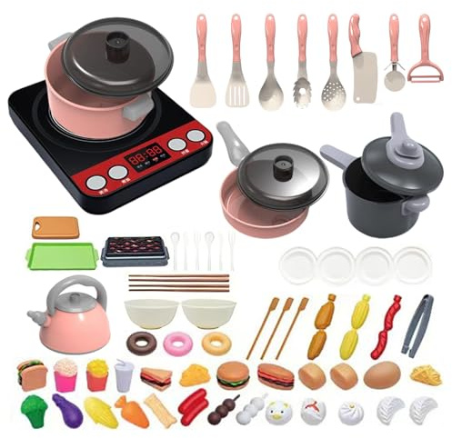 Juego de Utensilios de Cocina para niños, 71 Piezas, Juego de ollas para cocinar y Simular | con Sonido Juguetes para niños, para niños de 3 a 8 años, de Navidad