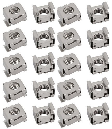 sourcingmap 20pcs M6 écrou à cage en acier inoxydable ton argent pour armoire d'étagère de serveur