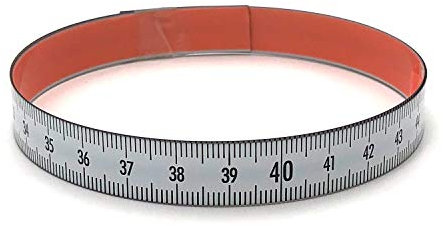 Skalenbandmaß 6m mit Selbstklebefolie - Bezifferung von links nach rechts - Stahl weiß lackiert - Breite: 13mm, mit Duplexteilung - Gehrungsband Anschlagband Rollbandmaß Lineal