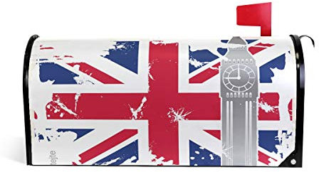 Linomo Briefkastenabdeckung, magnetisch, britische Flagge, London Big Ben, Briefkasten, Abdeckung, für Haus, Garten, Hof, Außendekoration, für Übergröße 63,5 x 53,3 cm