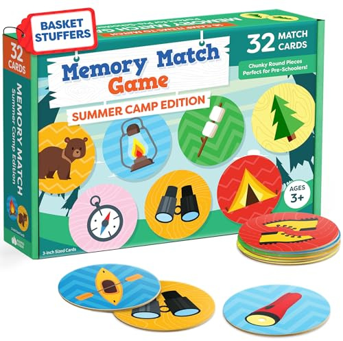 Memory Games for Kids Ages 4-8 - Camping Games for Kids, Camping Toys, Summer Camp Activities, Kids Summer Activities - Memory Matching Games for Toddlers 3-5, Preschool Outdoor Board Game Activities
