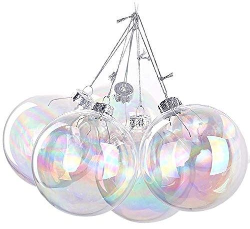 Anjing Weihnachtskugeln aus Glas, transparent, schillernd, befüllbar, 5 Stück