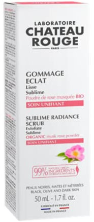 LABORATOIRE CHÂTEAU ROUGE - Gommage Éclat Visage - tube 50ml - Exfolie et Illumine - Poudre de Rose Musquée Bio, Beurre de Karité Bio, Huile de Sésame et Algue Brune