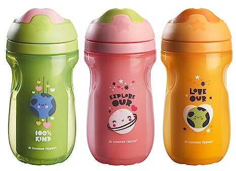 Tommee Tippee Lot de 3 gobelets isothermes pour tout-petits, anti-déversement, 12 mois et plus, (le design peut varier)