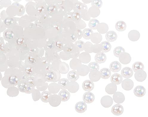 sourcing map 200uds ABS Media Perla Cuentas, 5mm Resina Plano Reverso Perlas Brillante Imitación Perla Cuenta para DIY Artesanía Confección Zapatos Boda Navidad Foto Marcos, Colorido Blanco
