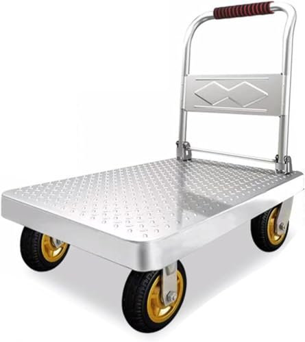 Platform Trucks,360 Degree Swivel Wheels Flatbed Trolley, Foldable Push Hand Cart For Loading And Storage Garage Warehouse Moving Truck(Size:90x60cm)