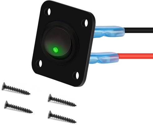 RUNCCI-YUN 12V-24V interrupteur a bascule, LED Interrupteur à Bascule Rond,1Gangs, 12V 20A / 24V 10A SPST rond Panneau de commutation 12V pour Voiture, Camion, Voitures de Course, Marine(vert）