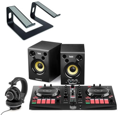 Hercules DJ Essentials Kit DJ-Set mit keepdrum Laptopständer Schwarz