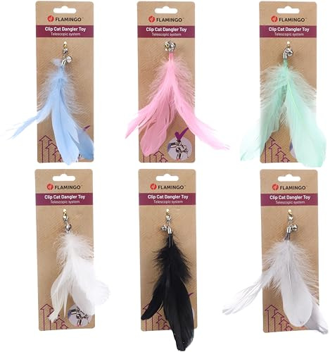 Flamingo Jouet pour Chat Canne à pêche CLU Accessoire pour Canne – Plumes – Clochette – 32 cm – Aucun Choix de Couleur Possible