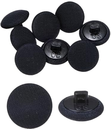 QUARKZMAN 10pz Bottone Rivestito in Tessuto Bottoni da Cucito Rotondi con Gambo Pulsanti Rivestiti per Smoking Giacche Cappotti Camicie Abiti Sposa (12,5mm Nero Chiaro)
