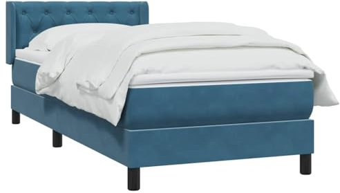 vidaXL Ramsäng med madrass mörkblå 80x210 cm sammet, Säng, Sängbotten, Enkelsäng, Sovrum Möbler, Säng Stomme, Stoppad säng, Sammet Säng