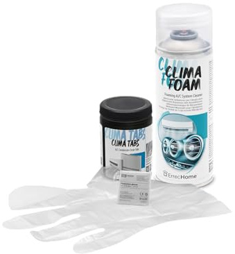 ERRECHOME Cleaning Kit for Air Conditioners, includes Clima Foam Air Conditioner Foaming Cleaner, Clima Tabs 40 Tabs for A/C Condensate Drain, Disposable Gloves