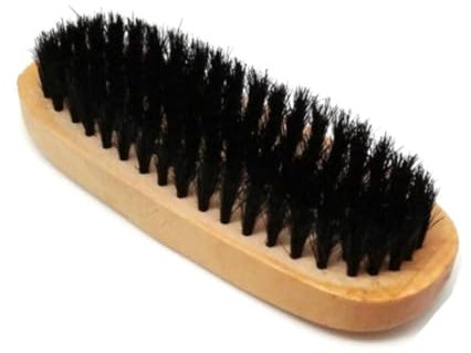 PARENCE.- Spazzola per scarpe in legno - 14x5x3 cm - Setole nere semidure - Cura in pelle, pelle scamosciata, nabuk - Spazzola per la pulizia e la lucidatura di scarpe, stivali e borse