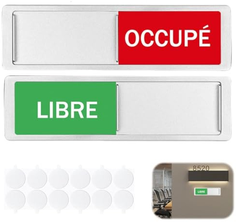 WUSJCOF Lot de 2 panneaux LIBRES OCCUPÉS, Plaque coulissante Auto-inscription, Plaque de porte, d'occupation officiels pour bureau (EspagnolLO)