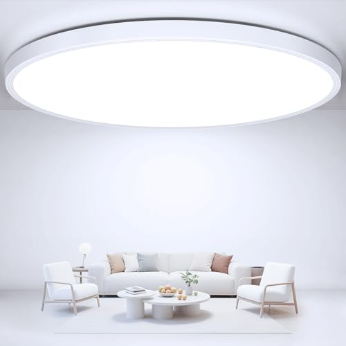 Swoieltr Lampada LED Soffitto 6500K, Ø30cm Plafon da Soffitto Taglie Forti 24W 2400LM Ultra-Sottile Plafoniera LED Cucina IP44 Impermeabile Rotonda Plafoniere per Soggiorno, Bagno, Camera da Letto