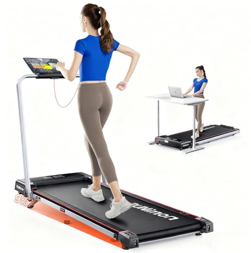 Tapis Roulant Elettrico Piehevole 12 km/h, RUNIMON 6 IN 1 Tapis Roulant Salvaspazio, Tapirulan con Inclinazione 9%, 2.5HP, App, Telecomando e Doppio Display LED