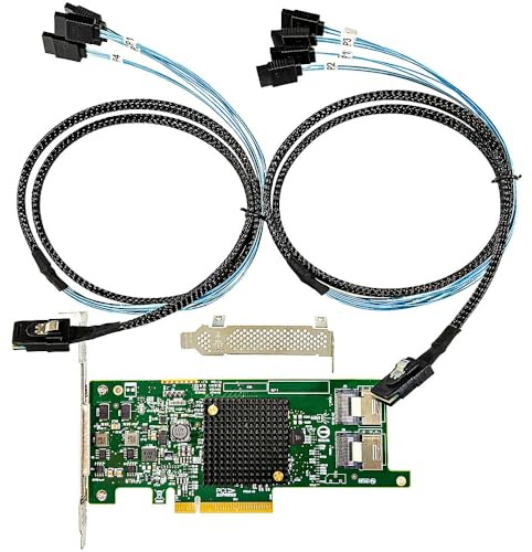 Scheda SAS HBA compatibile con LSI 9207-8i IT Mode PCIe SATA, 8 porte 6 Gbps PCIe 3.0 x8, 2 cavi SFF-8087 a 4× SATA per NAS ZFS TrueNAS unRAID