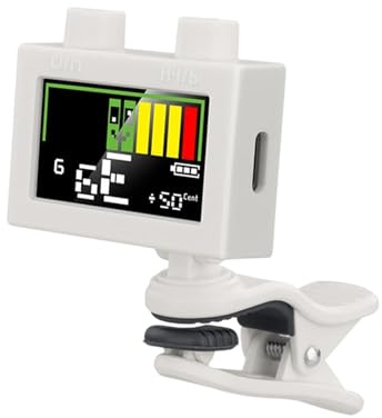 Generic Guitar Tuner, Digital Electronic Metallophone Tuner, Display, Chromatic Key, Suitable for Performance, And More, white