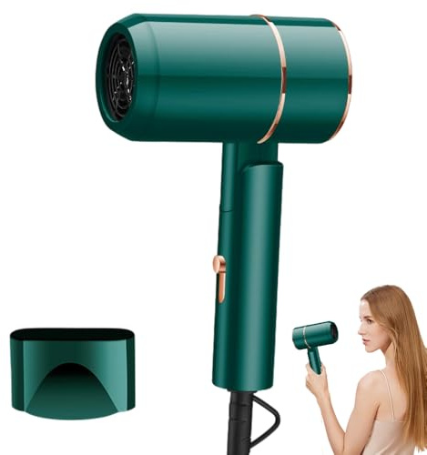 Hair Dryer Travel, 800W Foldable Travel Hair Dryer, Small Travel Hairdryer with Heating and Cool Button, Fast Drying Ionic hairdryer for Women, Men (Green)