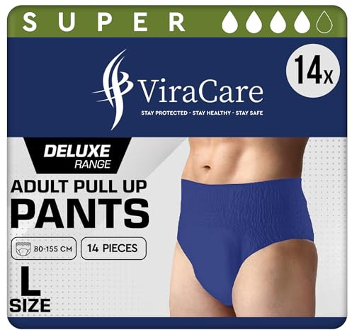 14 x Blue Super Incontinence Pants Men, Adult Nappies | High Absorption, Anti-Leakage, Soft-Stretch Waistband, Breathable, Discreet Fit, Adult Diapers, Large Size (1 Pack of 14)