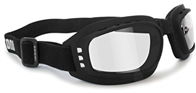 BERTONI Motorradbrille Photochrome - mod. 112 Schwarz Schutzbrille Selbsttönend Bikerbrillen Automatische Scheibentönung (Photochrome Linsen)
