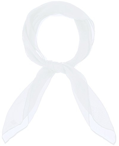 MissShorthair 50s Chiffon Scarf Sheer Square Neck Head Scarf for Women, B White