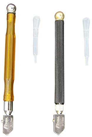 Tagliavetro professionale da 3-12 mm, auto lubrificante, in carburo di tungsteno, strumento per tagliare vetri, specchi, mosaici, piastrelle, set da 2 pezzi (fibra di metallo e metallo)