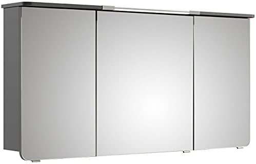 PELIPAL Cassca Spiegelschrank inkl. Beleuchtung/CS-SPS 03 / Comfort N/B: 140 cm/Anthrazit Glanz