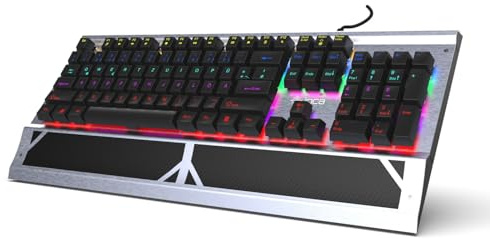 Mechanische Gaming-Tastatur inca IKG-444 Ophira RGB,Blue Switches,104 Tasten, Anti-Ghosting, Aluminium-Gehäuse, USB,QWERTZ, inkl. Keycap-Puller & Reinigungsset, kompatibel mit Windows, Mac, Linux