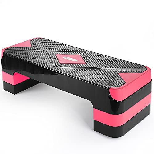 ActiveForever 68cm Adjustable Workout Aerobic Stepper in Fitness,With Either 2 Adjustable Step Levels Trainer Stepper w/Risers for Strength, Stability and Resistance Training. (Blue-3 layer)