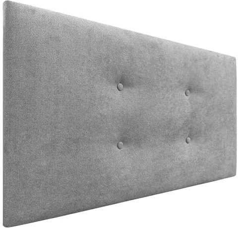 DHOME Kunstleder oder Stoff Kopfteil AQUALINE Pro mit 2 Reihen von Knöpfen gepolstertes Kopfteil Luxus Bett (105cm (Betten 80/90/105), Stoff Grau)
