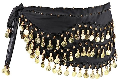 JSMTKJ Damen Bauchtanz Gürtel, Bauchtanz Kostüm Hüfttuch, Damen Profi Bauchtanz Hüfttuch mit Münzen für Bühnen Show, Party, Feier
