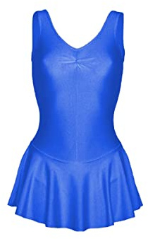Prime fashions - Kids Shiny Nylon Sleeveless- Dance Ballet Gymnasts- Leotard with skirt Girls (Royal Blue, 7-8 Years)