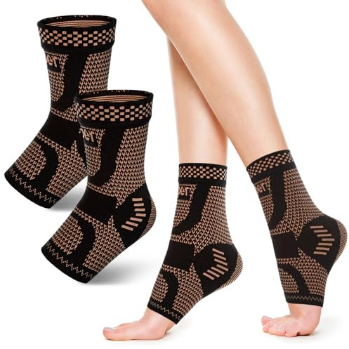 Cavigliera In Rame Manica A Compressione Di Supporto Caviglia Infusa In Rame Alleviare Il Dolore Al Piede Fascite Plantare Caviglia Distorsione Tendinite Di Achille Calzini Compressione A Punta Aperta