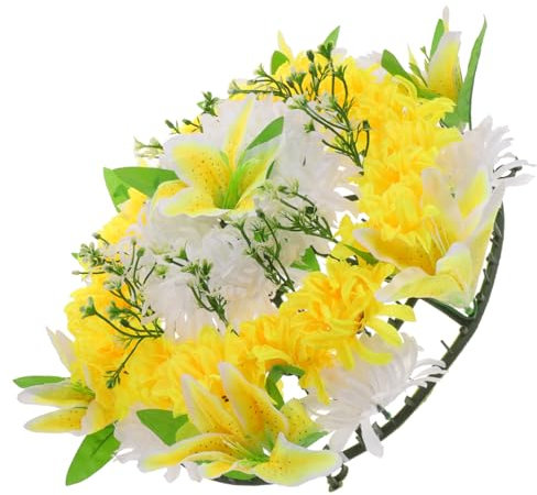 HAWILLOSCH Guirnalda De Flores Artificiales para Funerales Wreath De Diseño Realista Adorno para y Memoriales Color Aleatorio