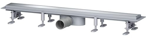 SONNI Canalina per doccia, 70 cm, in acciaio inox 2 in 1, con anti odore, filtro per capelli, piastrellabile, base ABS, portata di scarico 30 l, 8 piedini regolabili